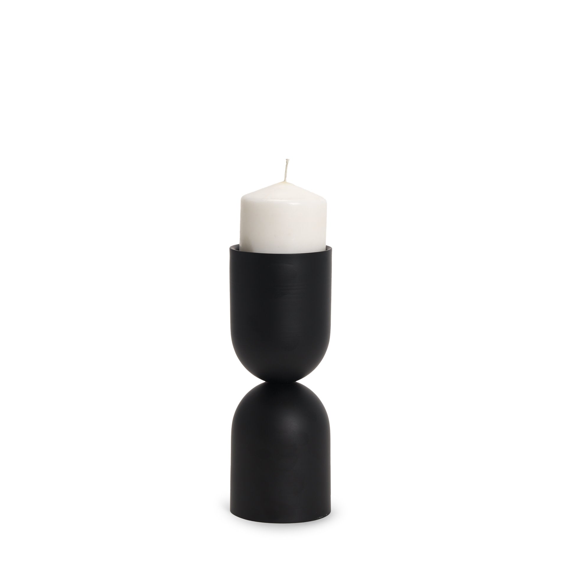 Qamra Short Black Pillar Candle Holder