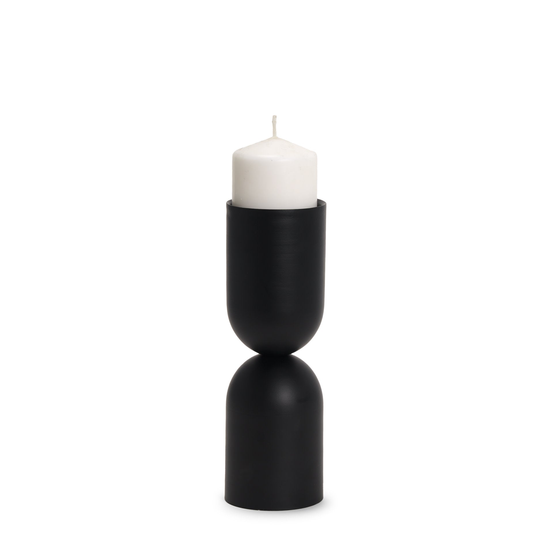 Qamra Medium Black Pillar Candle Holder