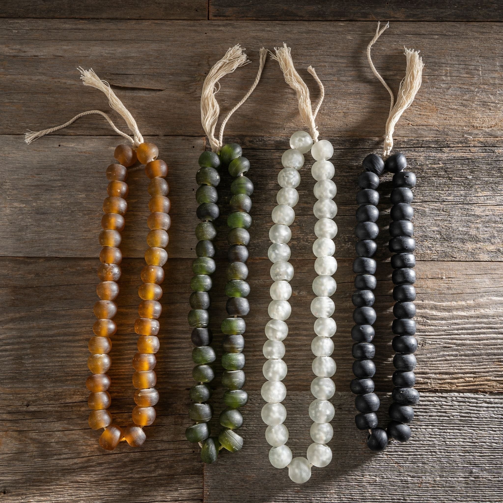 Frosted Glass Tassel Beads - Black