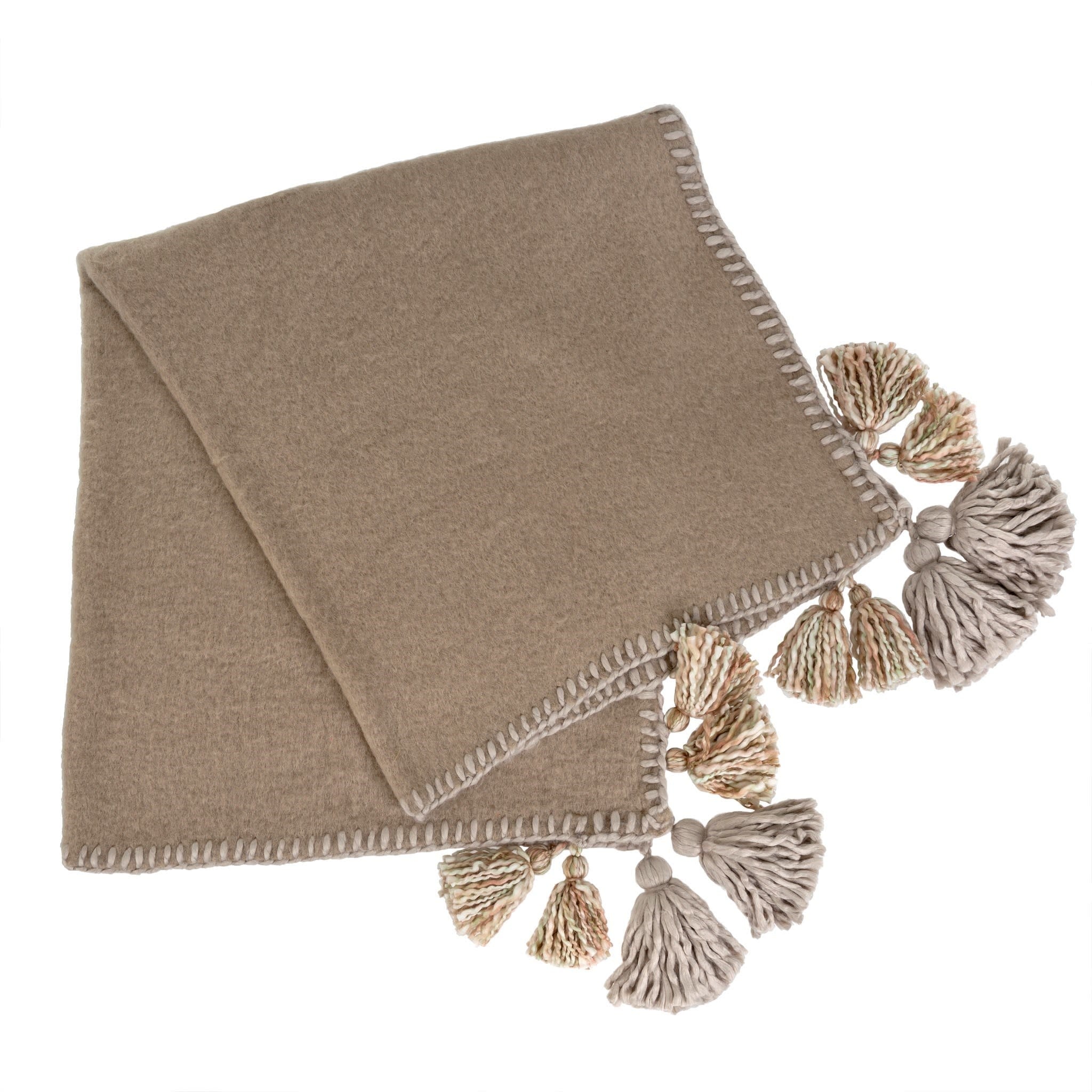 Tassel & Trim Throw - Taupe