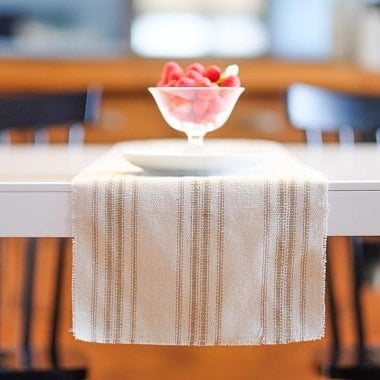 Farmhouse Table Runner - Tan Twelve Stripe