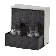 Punched Star Napkin/Salt & Pepper Holder - Black
