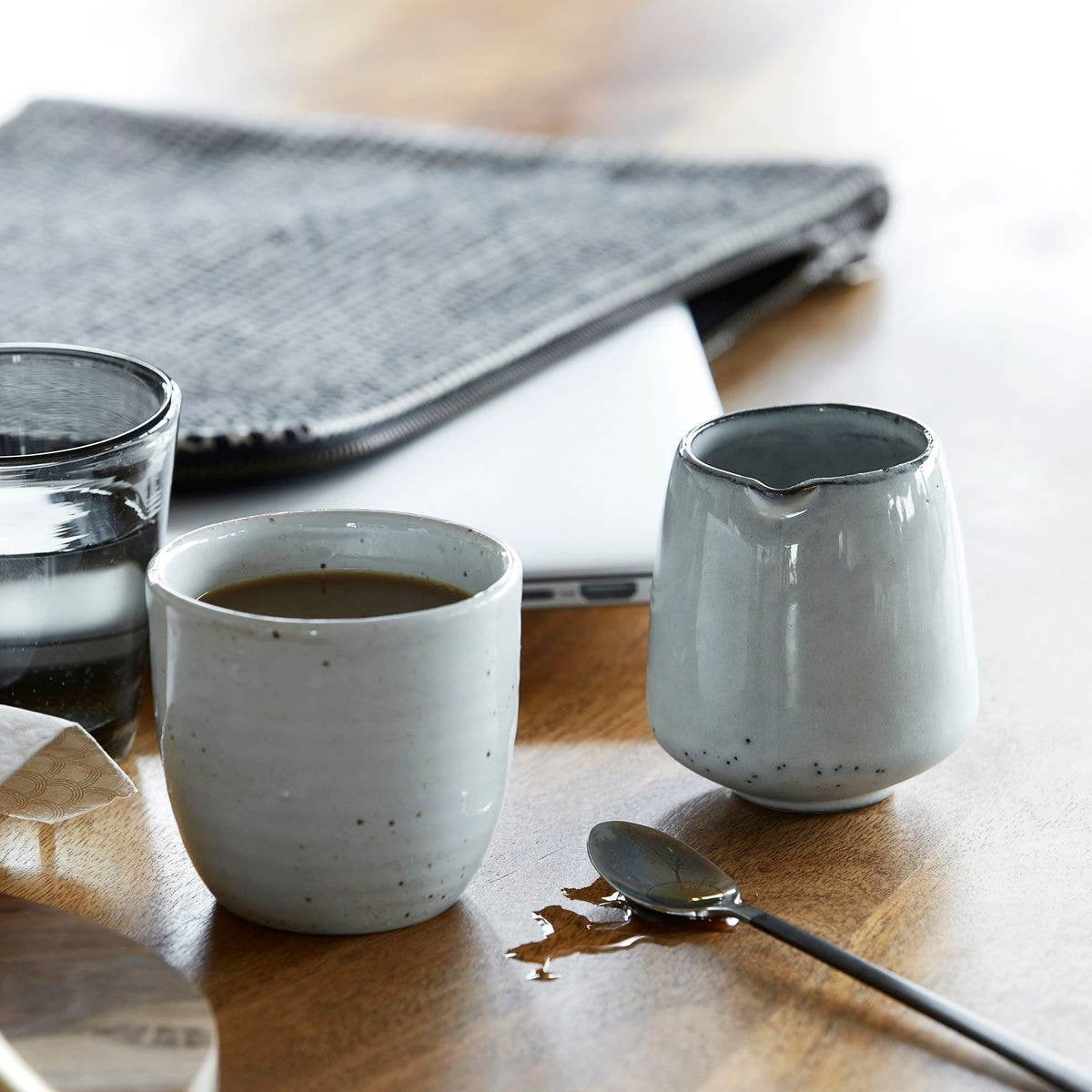 Rustic Soy Jug w/ Lid - Grey/Blue
