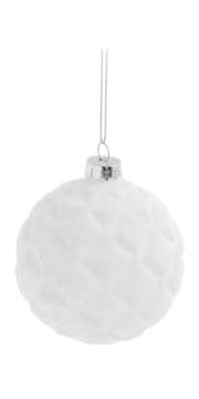 Flocked Glass Ball Ornament - White