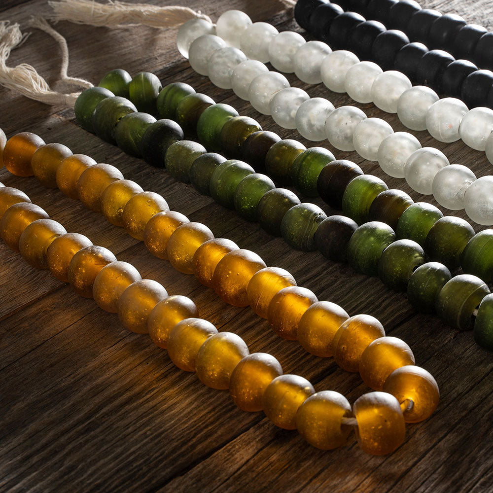 Frosted Glass Tassel Beads - Amber