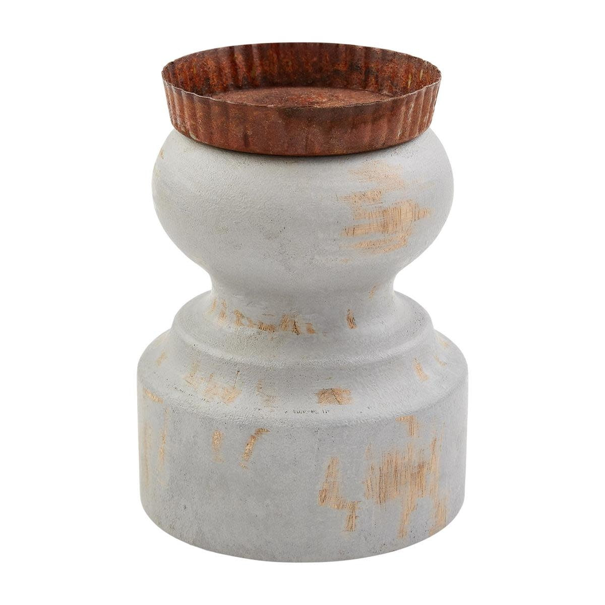 Distressed Candle Holder - Grey - MD
