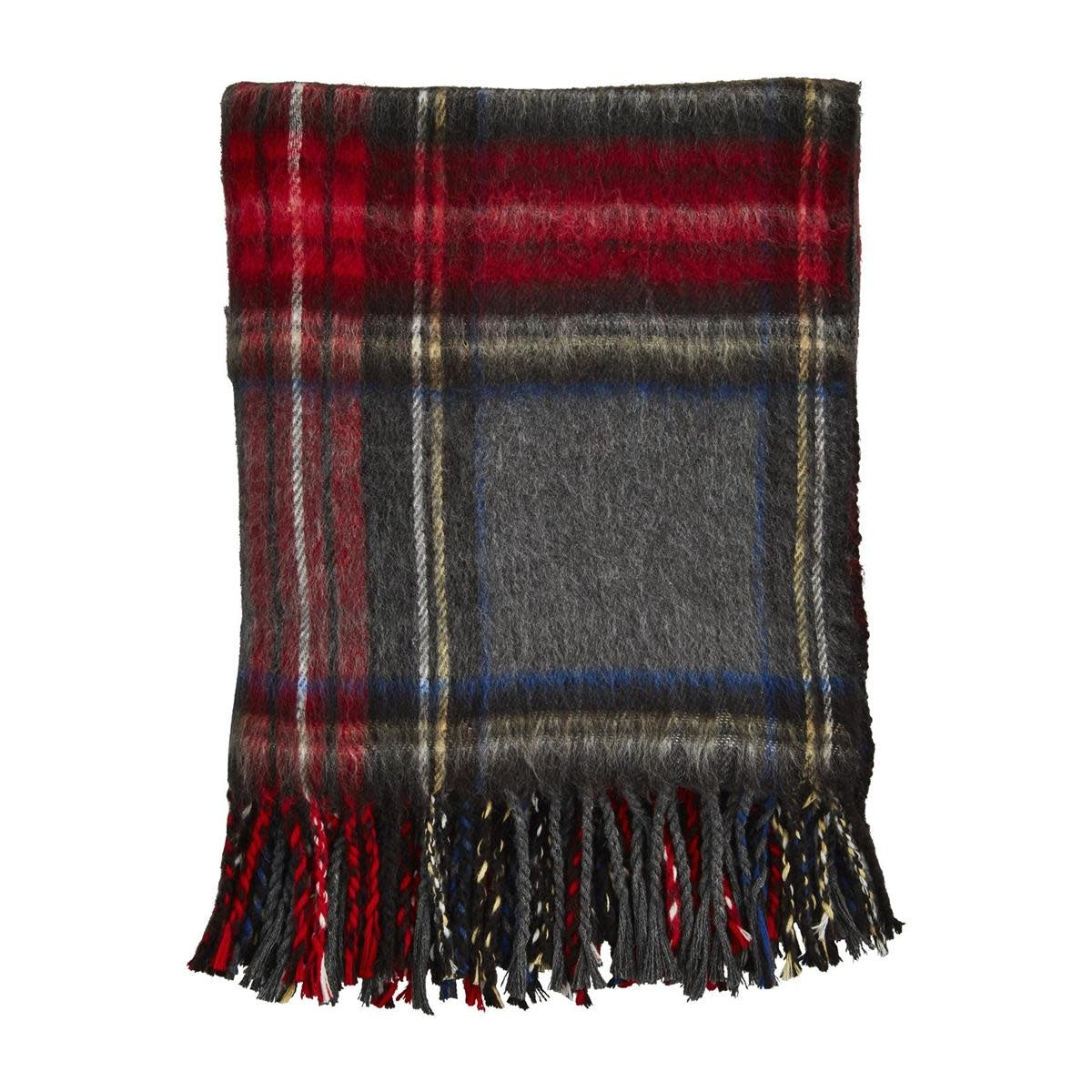 Tartan Fringe Throw - Grey