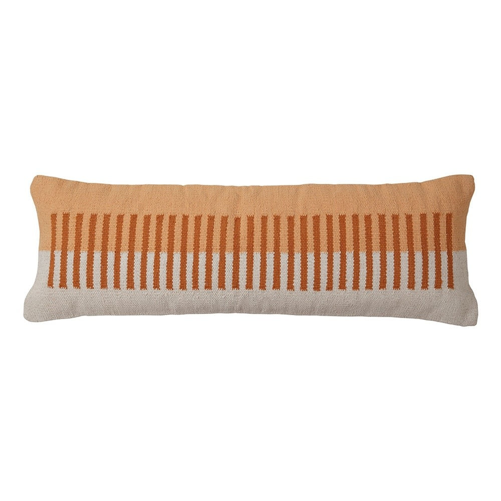 Terra Stripe Lumbar Pillow - Orange/Cream