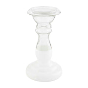 Glass White Candlestick - Small