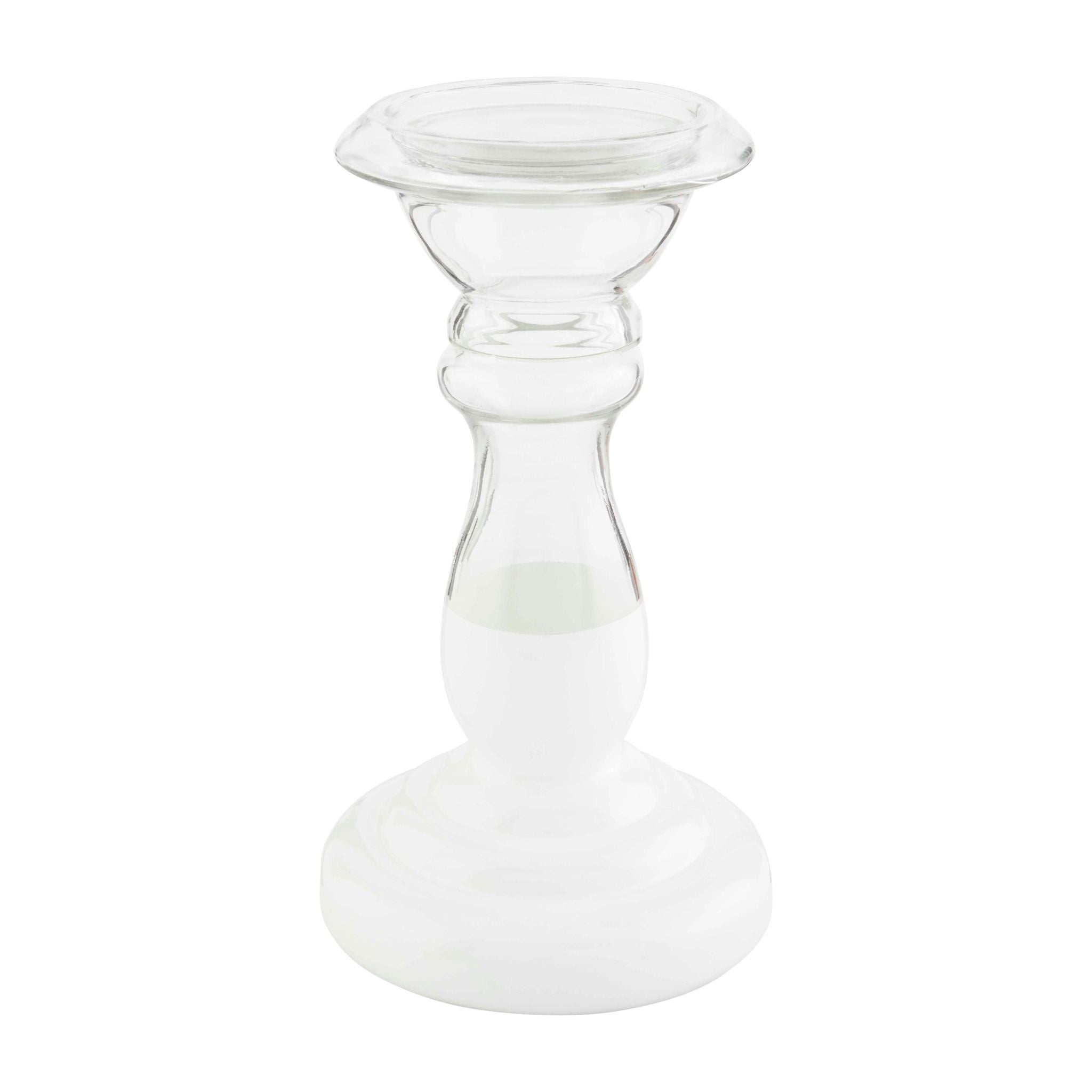 Glass White Candlestick - Small