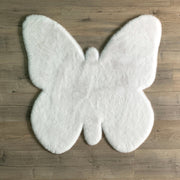 Faux Fur Butterfly Area Rug - White