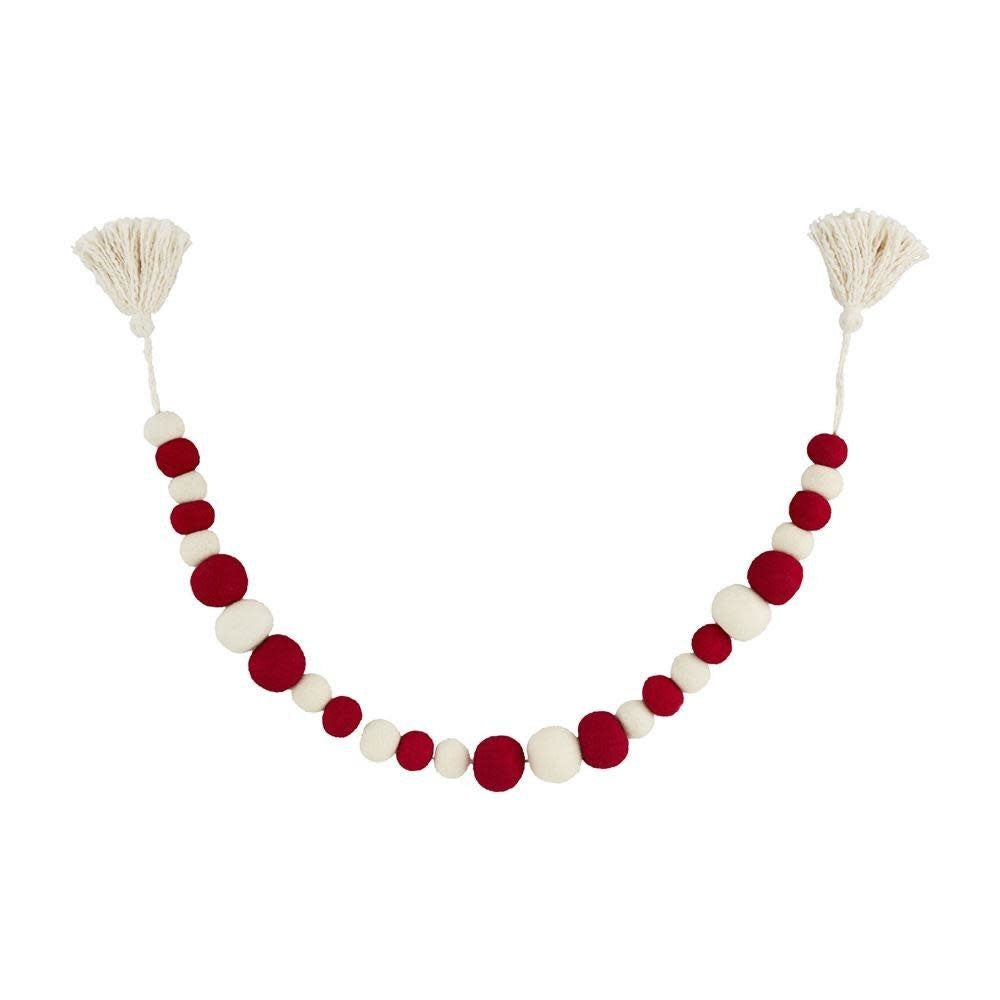 Pom Tassel Garland - Red & White