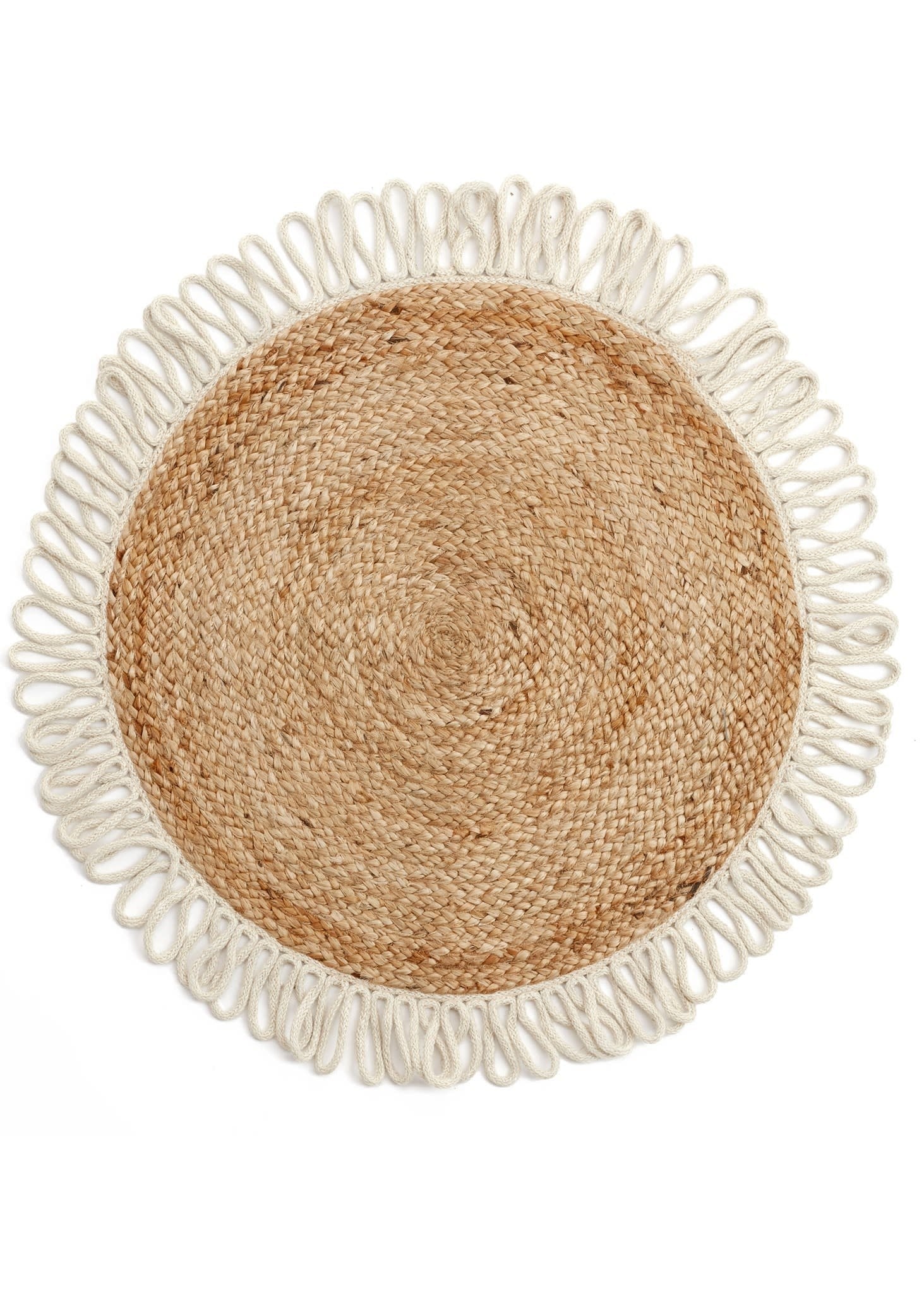 Round Jute Rug with Fringe