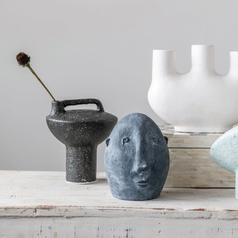 Terracotta Face - Distressed Matte Black Finish