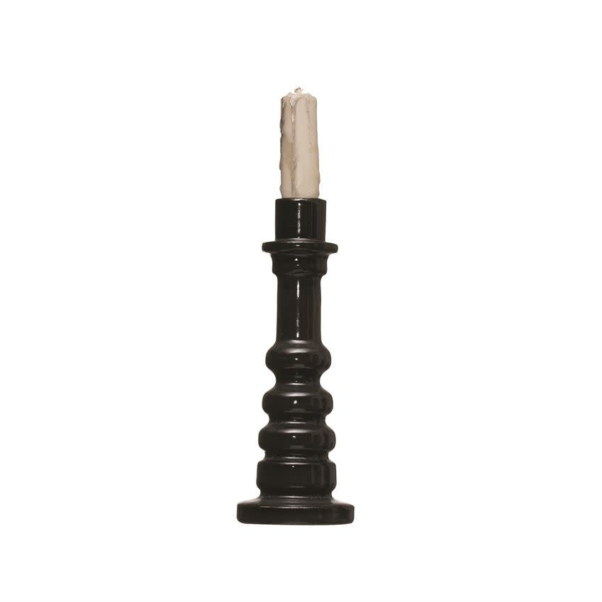 Stoneware Taper Candle Holder - Navy/Black - Tall