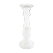 Glass White Candlestick - Medium