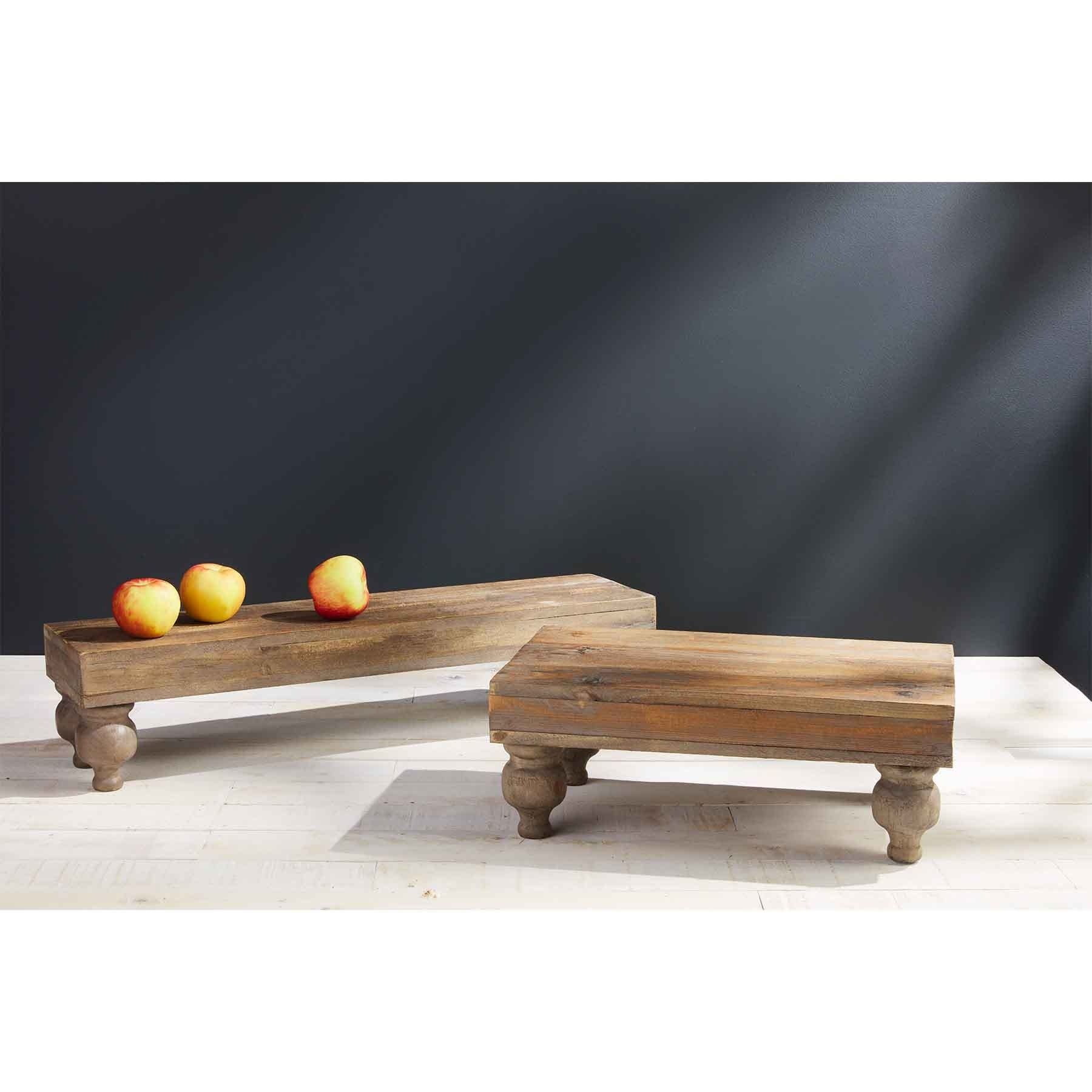 Footed Serving Stand - Natural Wood