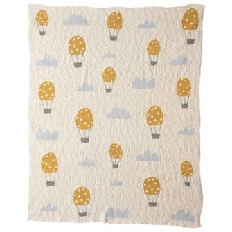 Cotton Knit Baby Blanket - Hot Air Balloons