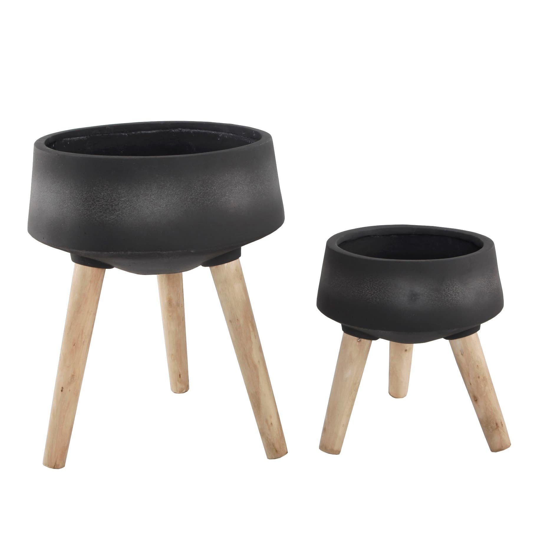 Fiberglass Planter Pot - Black - Small