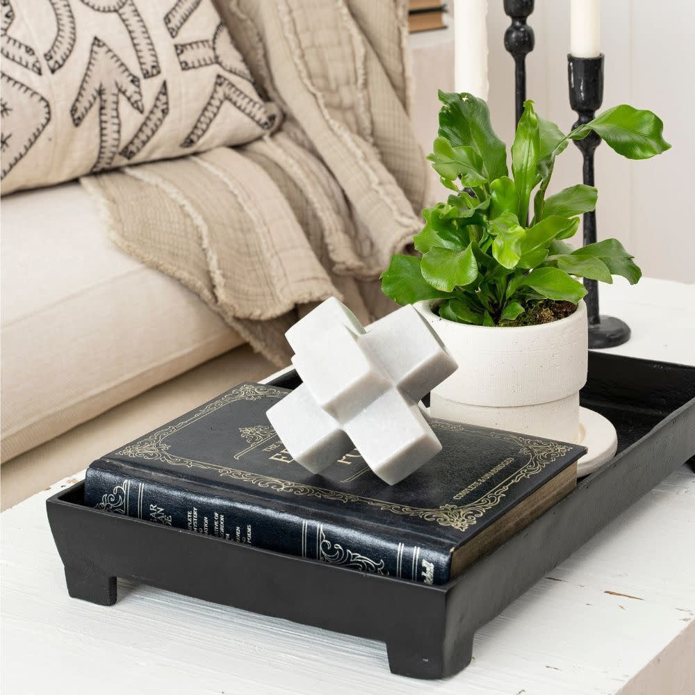 Footed Coffee Table Tray - Large - Black