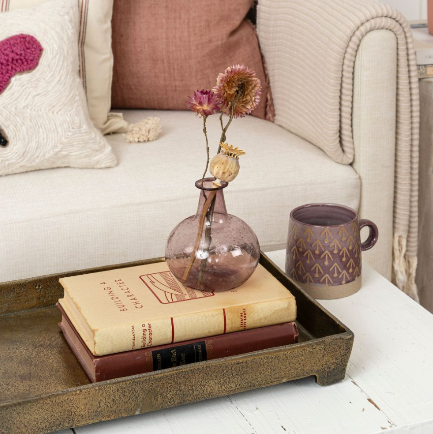 Footed Coffee Table Tray - Large -Bronze