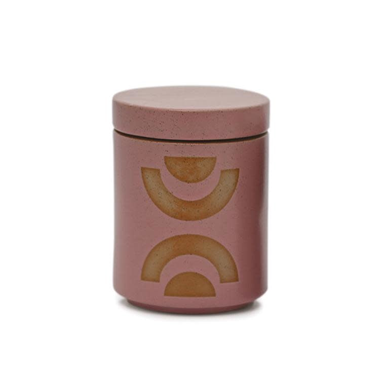 Form Glazed Ceramic Candle w/ Lid - Mauve Pink, Mandarin Mango