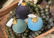 Flocked Glass Ball Ornament - Blue Tones (3 Colours)