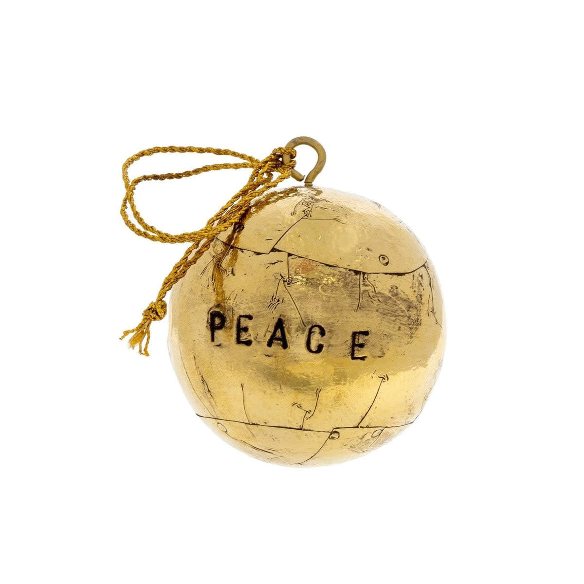 PEACE Ball Ornament - Gold - Large