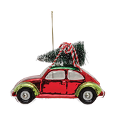 Glass Car Ornament - Red