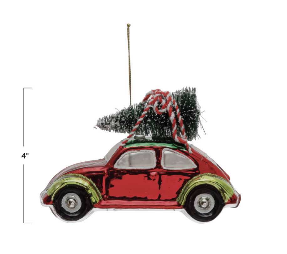 Glass Car Ornament - Red