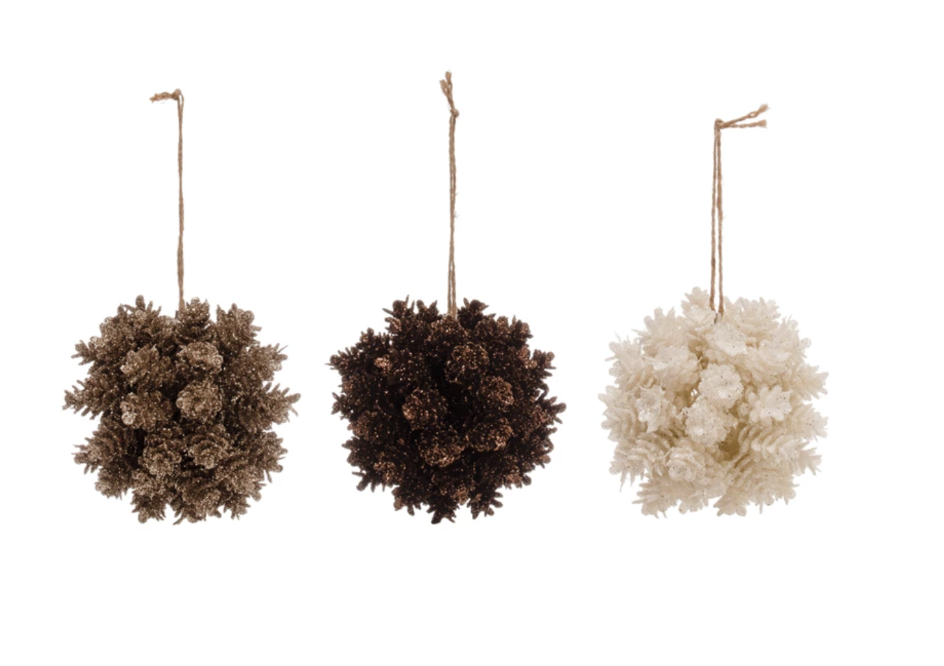 Plastic Pinecone Glitter Ball Ornament