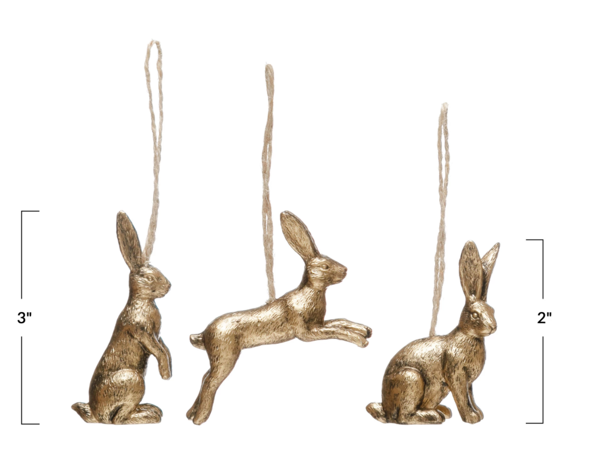 RESIN RABBIT ORNAMENT, GOLD FINISH, 3 STYLES