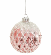 Glass Ornament - Pink & White
