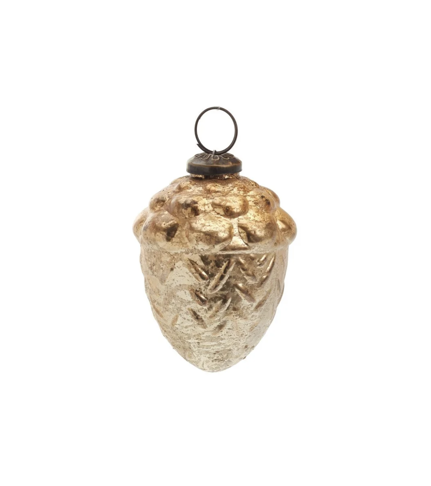 Glass Acorn Ornament - Gold