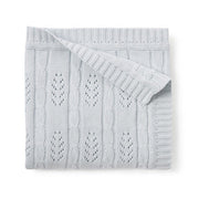 Blue Leaf Cable Knit Blanket
