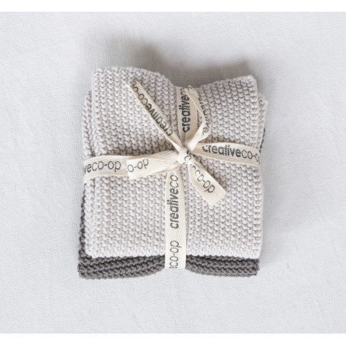 S/2 10.5" Sq Cotton Knit Dish Cloth