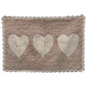 Tufted Bath Mat w/Hearts - Tan/Cream