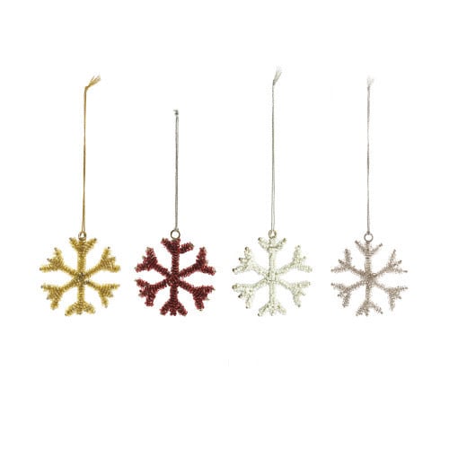 Glass Bead Snowflake Ornament (4 Colors)