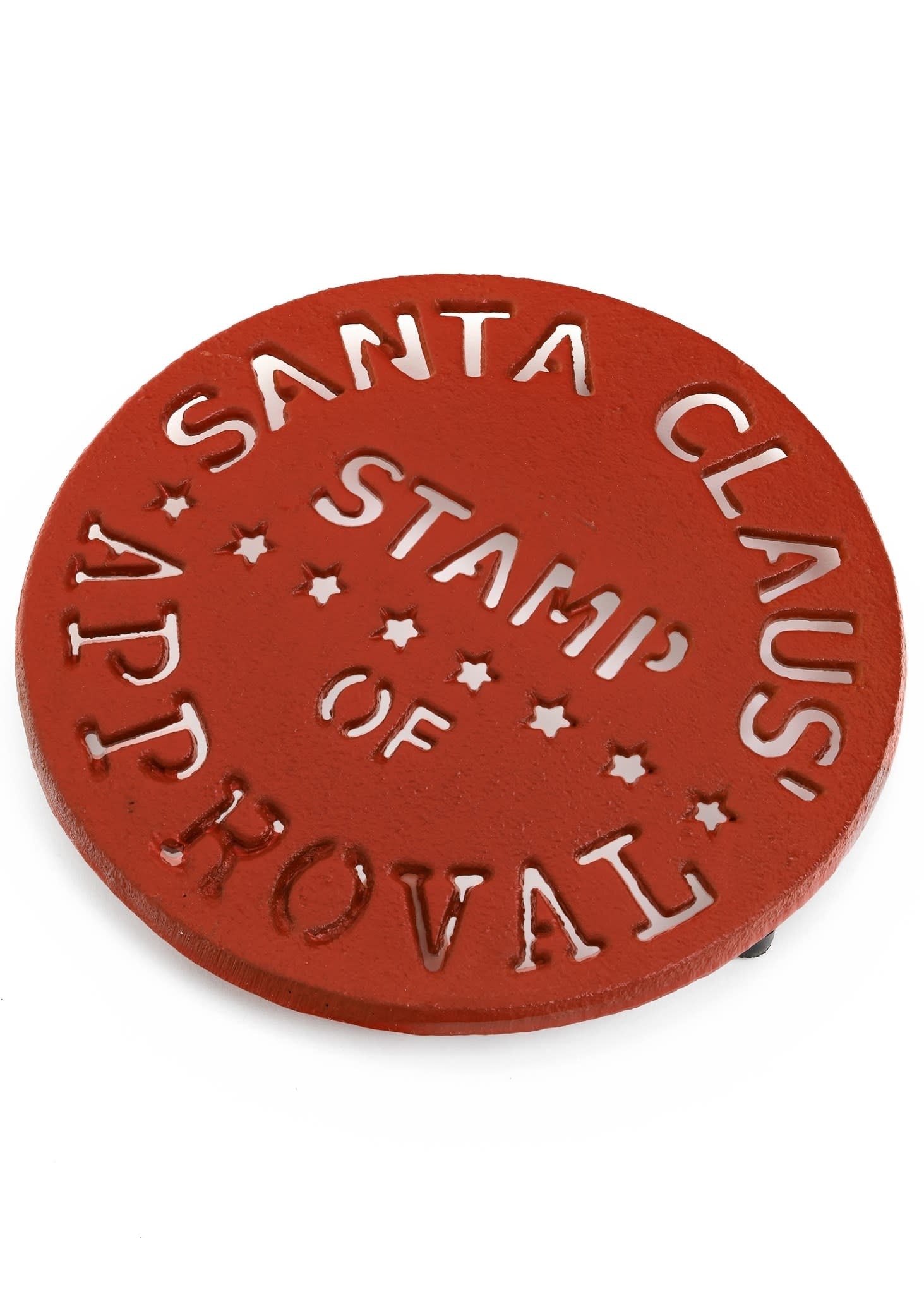Trivet Cast Iron Santa Stamp - Red