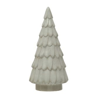 STONEWARE TREE, REACTIVE GLAZE, WHITE