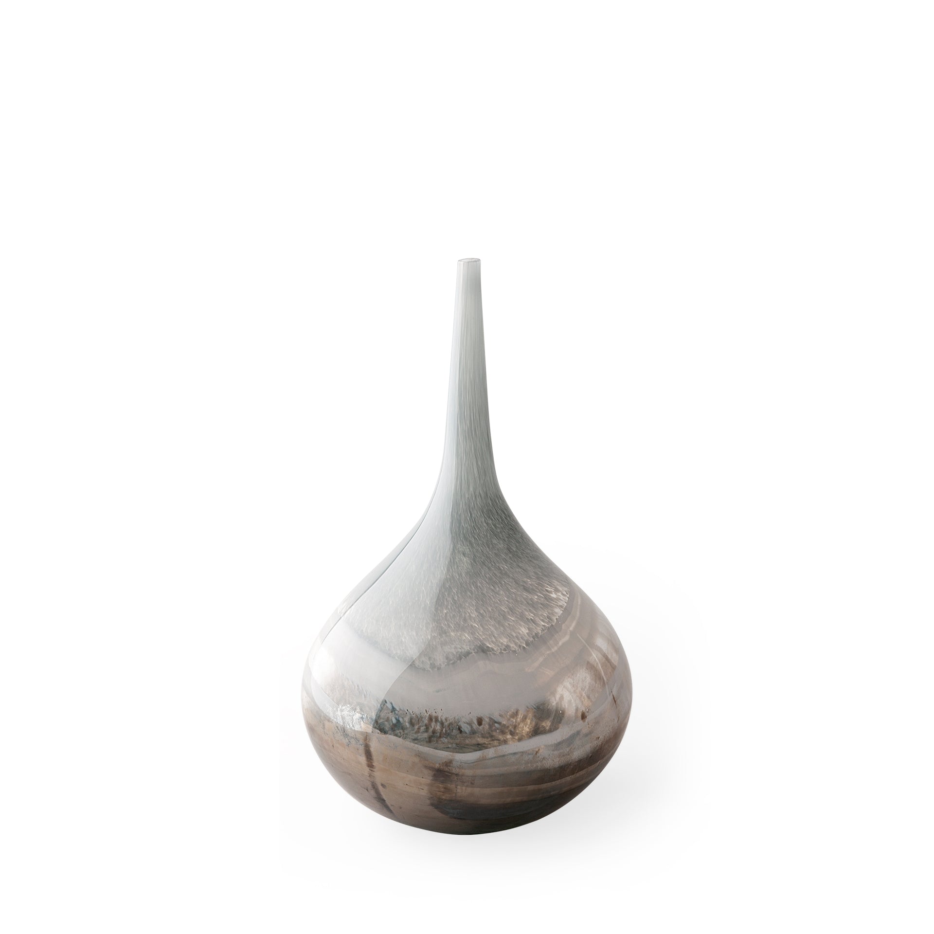 Erie I Short Two Toned Sky Blue Dark Brown Blown Glass Vase