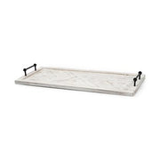 Ansel Black Metal Mirrored Bottom Oval Serving Tray