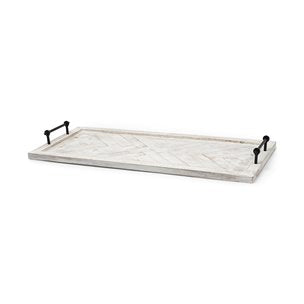 Ansel Black Metal Mirrored Bottom Oval Serving Tray