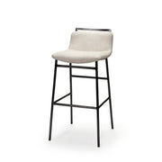 Kavalan 37.5" Total Height Beige Upholstered Seat Gray Metal Frame Bar Stool