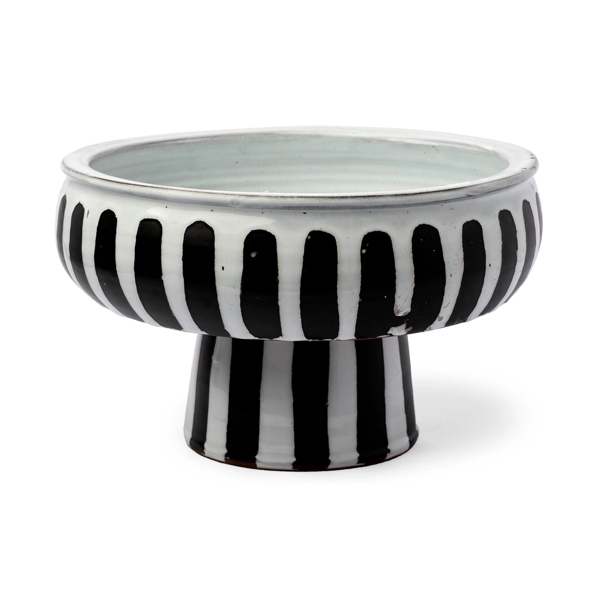Lexington 14L x 14W White Ceramic Striped Bowl