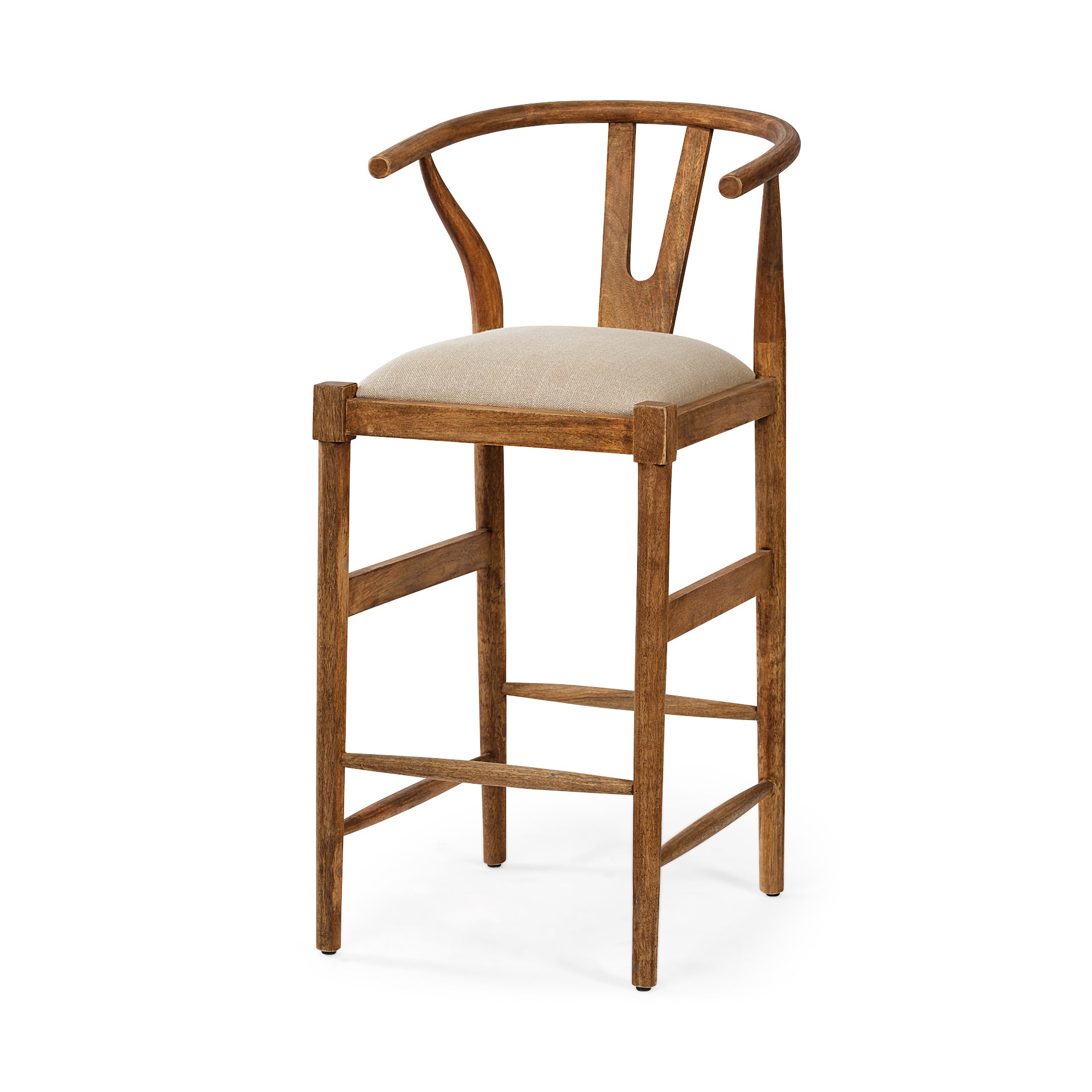 Trixie Cream Upholstered Seat Brown Wood Frame Counter Stool