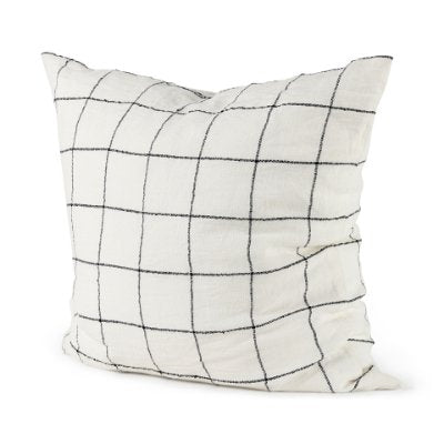 Suzanne White/Black Pattern Decorative Pillow Cover