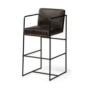 Stamford 36" Total Height Black Leather Seat w/ Wood Back Metal Counter Stool