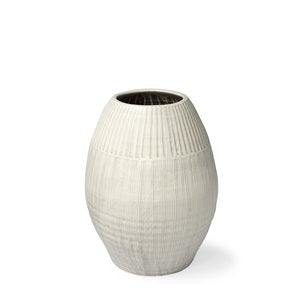 Reyan Pearl White Ceramic Striped Vase