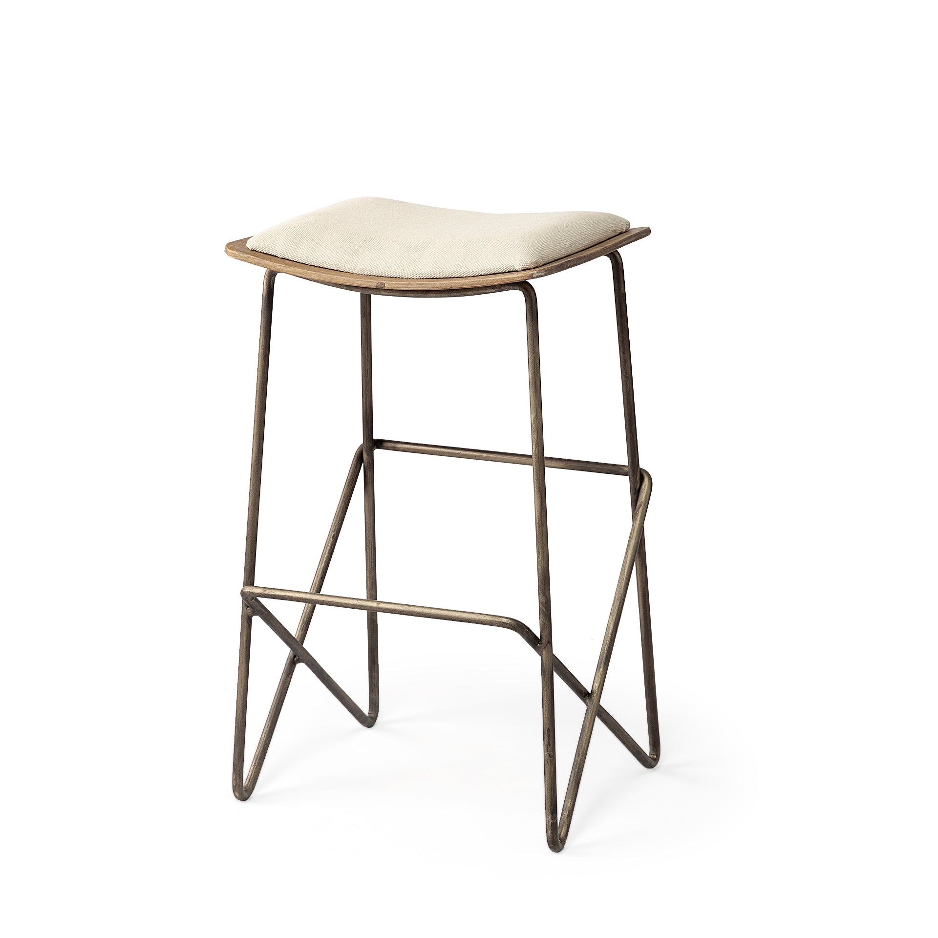 Katniss 30" Total Height Cream Fabric Seat Gold Metal Frame Bar Stool